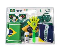 Ensemble de 6 pièces pour fans de football 2026 - Kit de jour de match avec drapeau, écharpe, peinture pour le visage, lunettes, clappe, bracelet dans un sac cadeau - Montre et accessoires essentiels