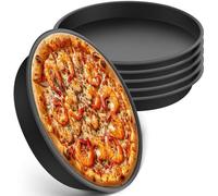 Ensemble de 6 plaques rondes de 20 cm pour pizza, marque Ibenzoa®, en acier inoxydable avec revêtement noir, compatibles avec le lave-vaisselle, poids : 0,13 kg par plaque, idéal pour les pizzas faite