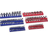 Ensemble de 6 plateaux magnétiques pour douilles, bleu et rouge, pour douilles métriques SAE
