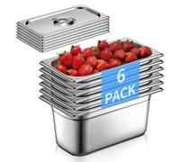 Ensemble de 6 récipients gastronorm en acier inoxydable pour le stockage des aliments