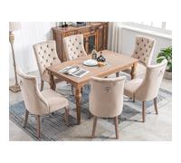Ensemble de 6 rembourrés Chaises de salle à manger, Chaise cuisine, hors de velours avec plus haut Dossier et capiton à boutons, Beige Aosom France