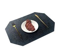 Ensemble De 6 Sets De Table Octogonaux Noirs En Cuir Pu Texture Métallique - Résistants À La Chaleur & Antidérapants Octagonic