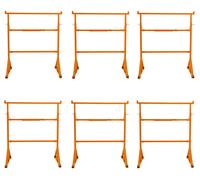 Ensemble de 6 supports de travail, en acier avec revêtement époxy, réglables en hauteur de 105,5 à 185,5 cm, largeur de 105 cm, capacité de charge de 200 kg, avec espace de rangement pour outils