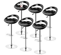 Ensemble de 6 tabourets de Bar ABS avec Hauteur réglable et Rotation à 360 ° Design Moderne et Ergonomique pour comptoirs de Bar, de Cuisine et de Maison,43 * 43 * (81-101) cm (6, Noir)