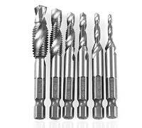 Ensemble de 6 tarauds à queue hexagonale, kit d’outils de taraudage métrique, foret en acier rapide pour l’aluminium, le fer et les métaux tendres, point auto-centrant avec une
