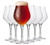 Ensemble de 6 verres à bière "Tulipe" Unyqoos®, capacité de 420 ml – Verre cristallin, forme tulipe avec pied élancé, lavable au lave-vaisselle, collection avant-gardiste, idéal pour la maison et la r