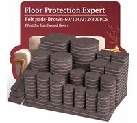 Ensemble de 60/104/212/300 pièces de patins de feutre premium pour meubles, patins de chaise antidérapants auto-adhésifs pour sols en bois dur et stratifiés, protecteurs de sol anti-rayures et anti-br