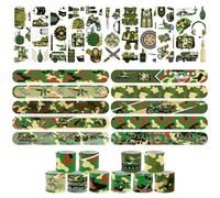 Ensemble de 60 pièces de fête militaire camouflage, 30 tatouages temporaires, 30 bracelets Slap, fournitures d'anniversaire sur le thème de l'armée, décoration de fête camouflage, cadeaux de fête