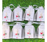 Ensemble de 60 pièces de porte-clés - Goutte d'eau dorée en forme de cœur, breloques de trèfle à quatre feuilles, accessoires pour sacs et clés de voiture, pack cadeau d'entreprise (20 porte-clés + 20