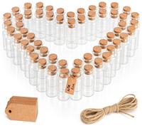 Ensemble de 64 mini-bouteilles en verre Unyqoos®, dimensions : 5 x 2 cm, ouverture de 1,2 cm, bouchons hermétiques, 64 étiquettes résistantes de 4 x 2 cm et 10 mètres de cordon – polyvalentes pour les