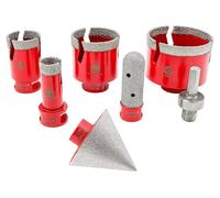 Ensemble de 7 forets diamant pour carrelage, adaptés au grès, à la céramique, au marbre, comprenant un foret à chanfrein et une fraise à main