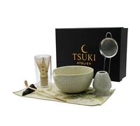 Ensemble de 7 fouets à matcha - Bol en céramique, fouet en bambou et support, cuillère, tamis, repose-cuillère et torchon - Kit élégant pour les amateurs de thé, décoration d'intérieur et espaces zen
