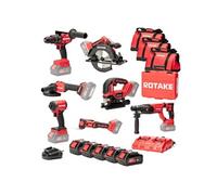 Ensemble de 7 machines ROTAKE 18V - Perceuse visseuse à percussion D2H + Meuleuse 125 + PERFORATEUR + Scie circulaire + Visseuse à chocs + Scie