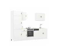 Ensemble de 7 meubles de cuisine "Porto" en bois d'ingénierie blanc 3314781