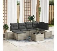 Ensemble de 7 pièces de Canapé de Jardin avec Coussins Gris Poly Rotin G