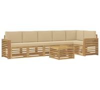 Ensemble de 7 pièces de canapés d'extérieur, couleur beige, dimensions : 59 x 59 x 37 cm