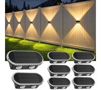 Ensemble de 8 appliques murales extérieures, noires, en plastique, de forme ovale, avec LED et détecteur de mouvement