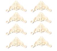 Ensemble De 8 Appliques Triangulaires En Bois Sculpté Style Européen À Motif Floral Diagonal Ajouré Pour Décoration Murale Ou Porte De Cave À Vin 2 Modèles Disponibles Dimensions 7.5 X 7.5cm