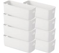 Ensemble de 8 boîtes de rangement compactes Unyqoos® en PET de haute qualité, dimensions 22 × 9 × 6,5 cm, idéales pour la cuisine, la salle de bain et le bureau, avec poignées de transport, faciles à
