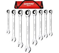Ensemble de 8 clés à cliquet en acier Cr-V, de 7 à 17 mm, avec 72 dents, clés à douille de 12 points, livrées avec une sacoche de rangement