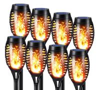 Ensemble de 8 lampes solaires de type photophore, effet flamme scintillante, étanches, pour une utilisation en extérieur