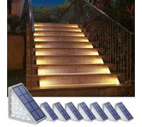 Ensemble de 8 lampes solaires pour escaliers, de forme triangulaire, lumière blanc chaud, 13 LED, indice de protection IP67