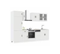 Ensemble de 8 meubles de cuisine "Porto" en bois d'ingénierie blanc 3314811