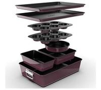 Lot de 8 moules à gâteaux NutriChef - Lot de moules antiadhésifs empilables - Résistants au four jusqu'à 232 °C - Moule à gâteau rond, moule à cake, moules à muffins et moules à pâtisserie