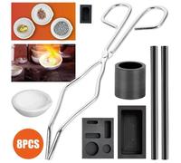 Ensemble de 8 moules en graphite – Outil de fusion et de coulée – Résistance à haute température – Creusets en graphite – Pour l'or, l'argent et le cuivre – Fabrication de bijoux – Artisanat métalliqu