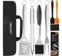 Ensemble de 8 outils de barbecue extra-larges, comprenant une spatule, une fourchette, une pince et une brosse de nettoyage, tous en acier inoxydable