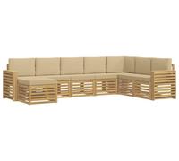 Ensemble de 8 pièces de canapés d'extérieur, couleur beige, dimensions : 310 x 191,5 x 73 cm