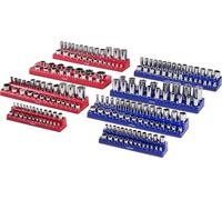 Ensemble de 8 plateaux magnétiques pour douilles, bleu et rouge, pour douilles métriques SAE