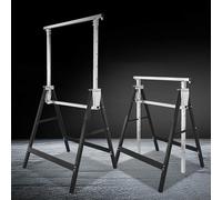 Ensemble de 8 supports de travail, supports réglables en hauteur, supports pliables, capacité de charge de 200 kg, supports métalliques pliables, échafaudages de 82 à 130 cm, supports de base (noirs)