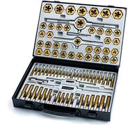 Ensemble de 86 pièces de tarauds et filières hexagonales, revêtement en titane de qualité supérieure, taille SAE #4 à 1,6 cm, taille métrique M3 à M16 | pour tous les filetages grossiers, fins
