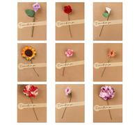 Ensemble de 9 cartes de vœux, enveloppes rétro en papier kraft 10,5 x 7,1 cm avec fleurs séchées, design vintage pour anniversaires, mariages et Noël, Saint-Valentin