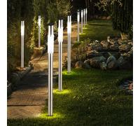 Ensemble de 9 LED Lampes solaires Garden Path Lighting Spike Lumières extérieures en acier inoxydable
