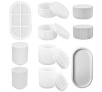 Ensemble de 9 moules en silicone pour résine époxy et béton, idéal pour la création de vases et de boîtes de rangement