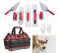 Ensemble de 9 outils de lissage pour maçon, avec mallette, comprenant de la magnésie, pour béton et ciment