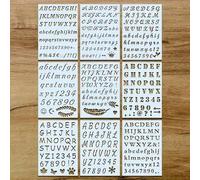 Ensemble de 9 pochoirs de lettres et de chiffres, modèles de lettres de calligraphie en plastique réutilisables de 12,7 x 17,78 cm, convient pour les cahiers, les journaux, les albums de découpage, le