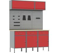 Ensemble de armoires de rangement avec tiroirs, 8 pièces, rouge (vidaXL)