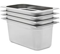 Ensemble de bacs Gastronorm, 4 pièces, format GN 1/3, hauteur 150 mm, en acier inoxydable, capacité de 5,7 litres, empilables, pour buffet, bain-marie, chafing dish, service traiteur, cafétéria