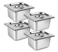 Ensemble de bacs pour fromage, 4 pièces, format GN 1/6, en acier inoxydable, dimensions : 17,6 x 16,2 x 10 cm