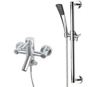 Ensemble de baignoire PaulGurkes avec robinetterie murale et inverseur 2 voies, barre de douche inclinable