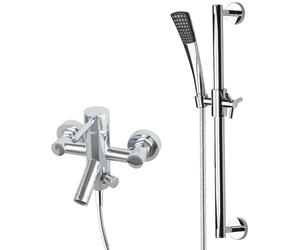 Ensemble de baignoire PaulGurkes avec robinetterie murale et inverseur 2 voies, barre de douche inclinable