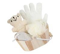 Ensemble de bain en bois respectueux de l'environnement avec bac de rangement en fibre naturelle Essentiels de douche pour la maison et le spa Porte-brosse à dents en bois
