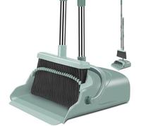 Ensemble de balai et pelle Benzoa® pour intérieur et extérieur – Balai avec des poils en 4 rangées, manche télescopique de 97 à 128 cm, pelle avec des dents autonettoyantes et une lèvre en caoutchouc