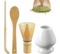 Ensemble de balais de matcha avec service à thé et cuillères - cadeau en céramique blanche pour la cérémonie du thé