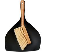 Ensemble de balayage Relaxdays, ensemble pelle et balai, ménage, camping et voiture, bambou et plastique, balayette, noir et naturel