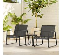 Ensemble de balcon 3 pièces, ensemble bistro 3 pièces en tissu textilène, 2 fauteuils et 1 table en verre trempé, pour jardin, terrasse, balcon, Idées pour la Saint-Valentin [Conception ergonomique] C