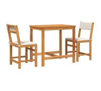 Ensemble de balcon en bois d'acacia - BURKE - 3 pièces - Bois massif d'acacia - 80x55x75 cm table - 44x45x80 cm chaise